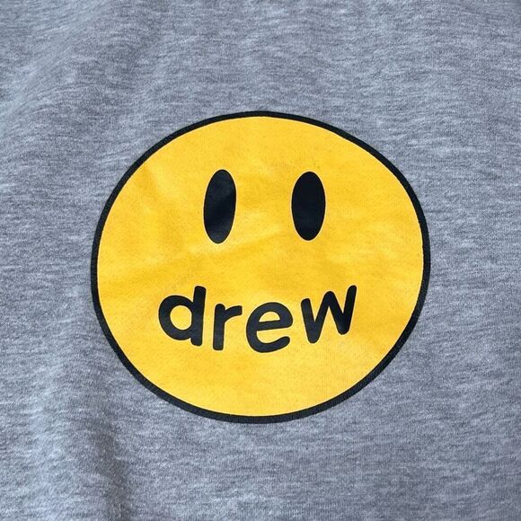 Drew House Just Bieber Gray Cropped Hoodie Medium - Picture 5 of 8